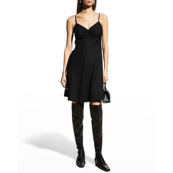 Vince Dresses & Skirts - NEW Vince $375 Black Wool-Blend Ruched Cami Dress Size Small (S)
